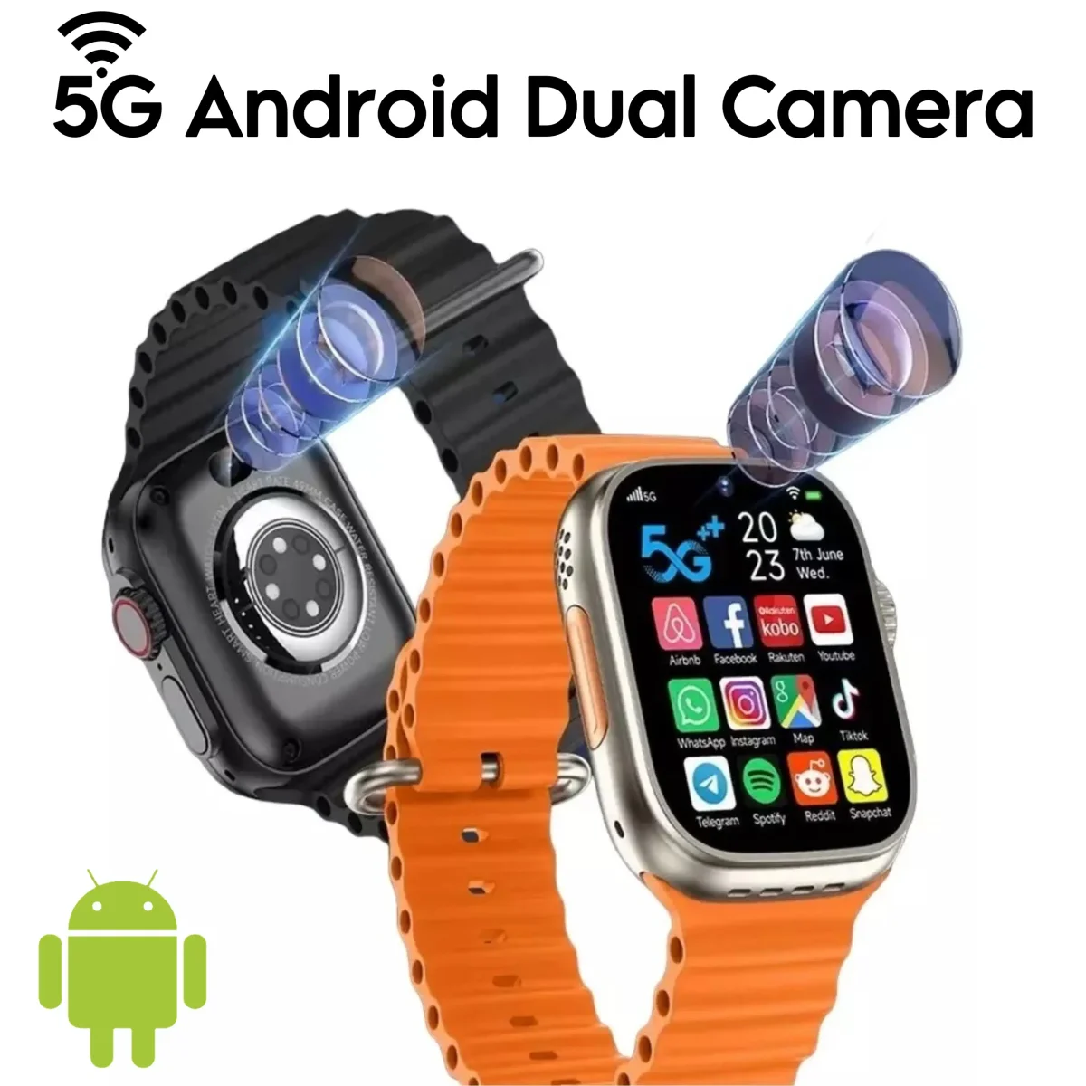 5G Dual Camera 📸 Android Ultra Smart Watch With 8 Gb Ram / 128 Gb Storage