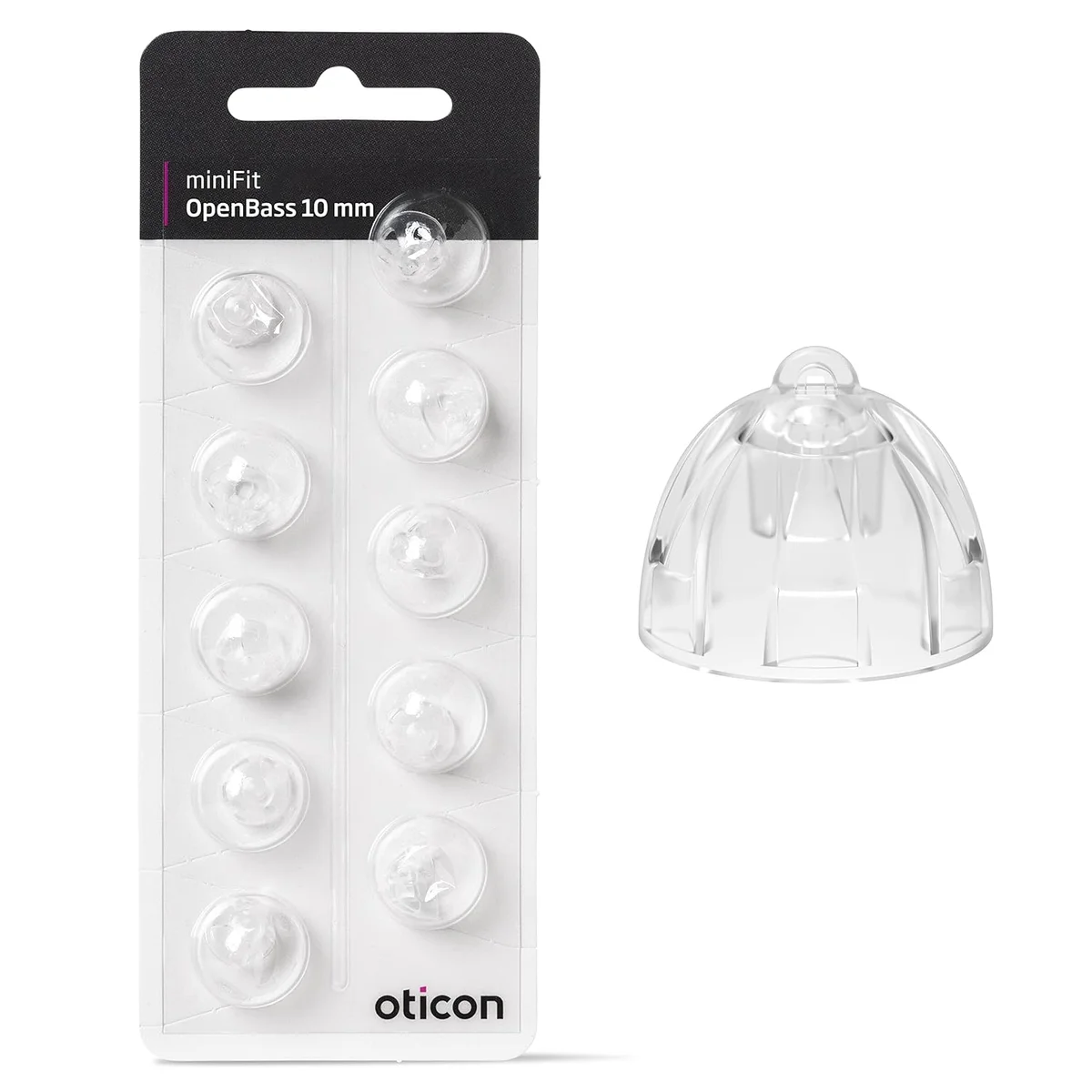Oticon New Open Bass MiniFit Domes 10mm (Pack of 10)
