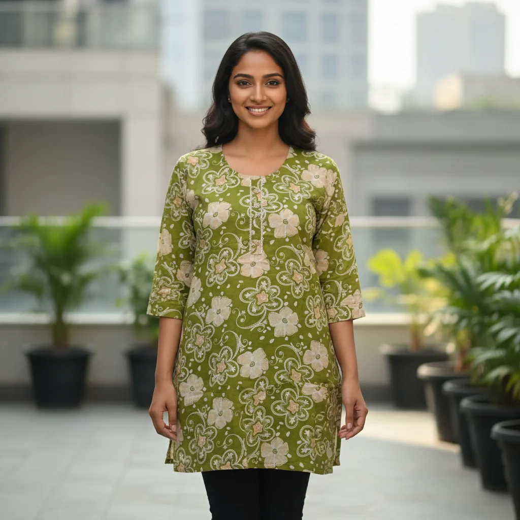 SYP India Women’s Premium Green Ethnic Short Kurti | Stylish Festive & Casual Wear