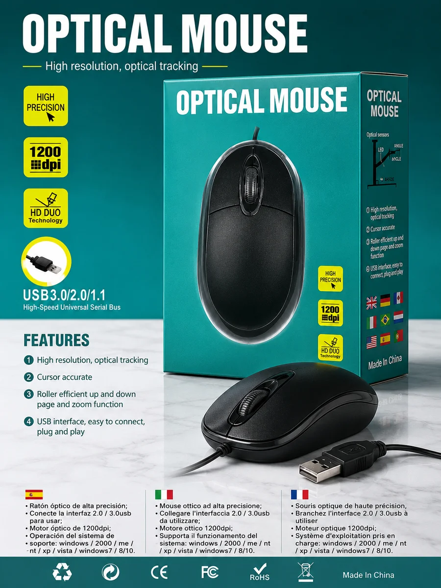 Computer/Laptop Optical Mouse Wired