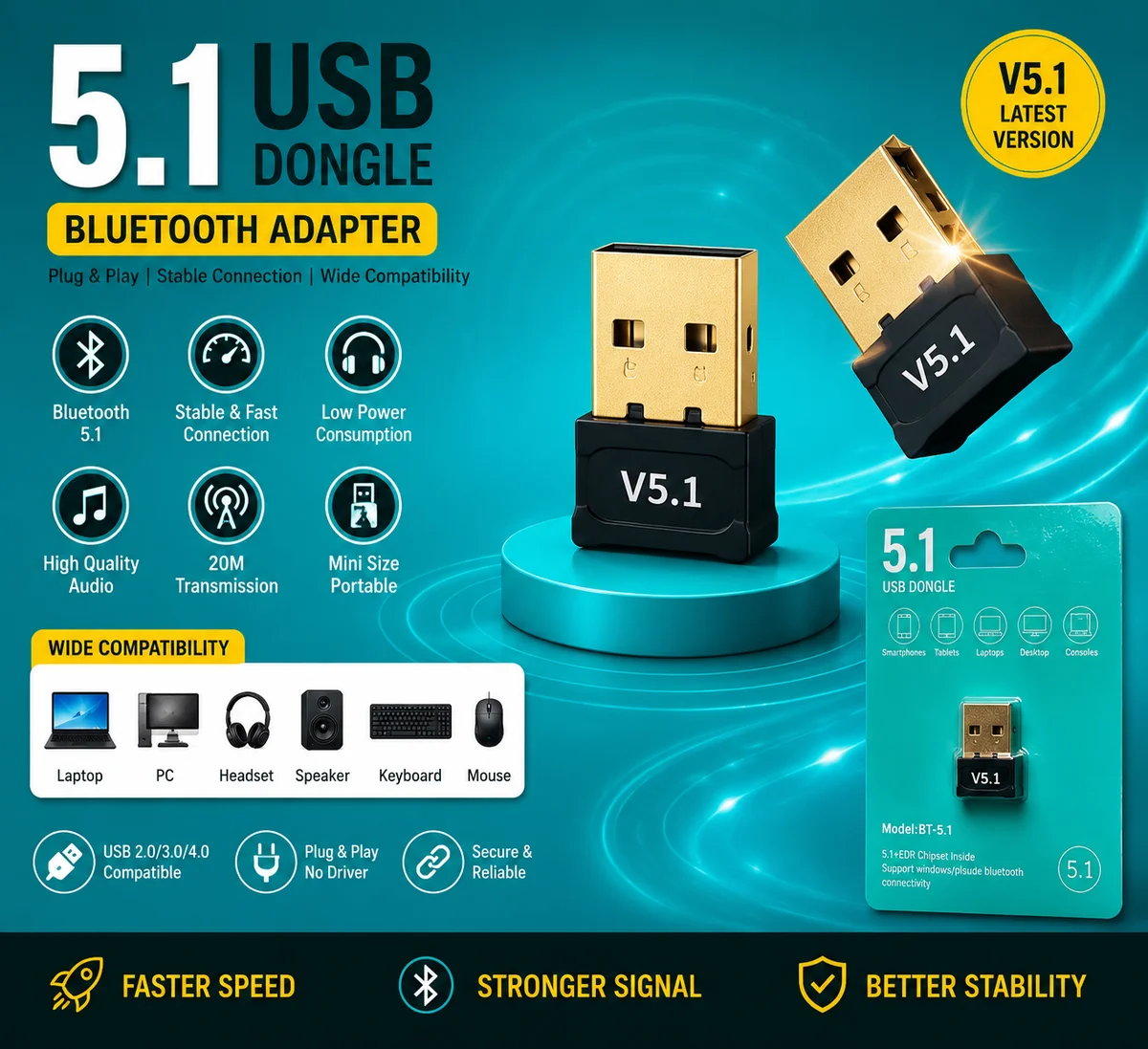 Bluetooth Dongle for PC/Laptop